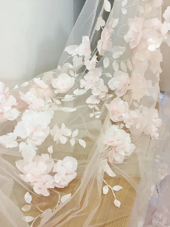 3D Pilna Žiedų Gėlių Tiulio Nėrinių Audinio Skaistalai , Vestuvių Suknelė Nuotakos Suknelę, Promenadzie Suknelė Audinys, kurį Kiemas