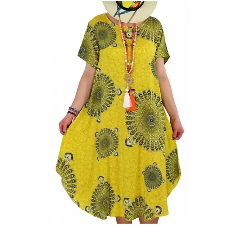 Moterų Vasaros Suknelė 2020 Spausdinimo Dot Suknelė Midi Plius Dydis Atsitiktinis Palaidų Trumpas Rankovės Nereguliarus Ilgo Kelio Ilgio Suknelė