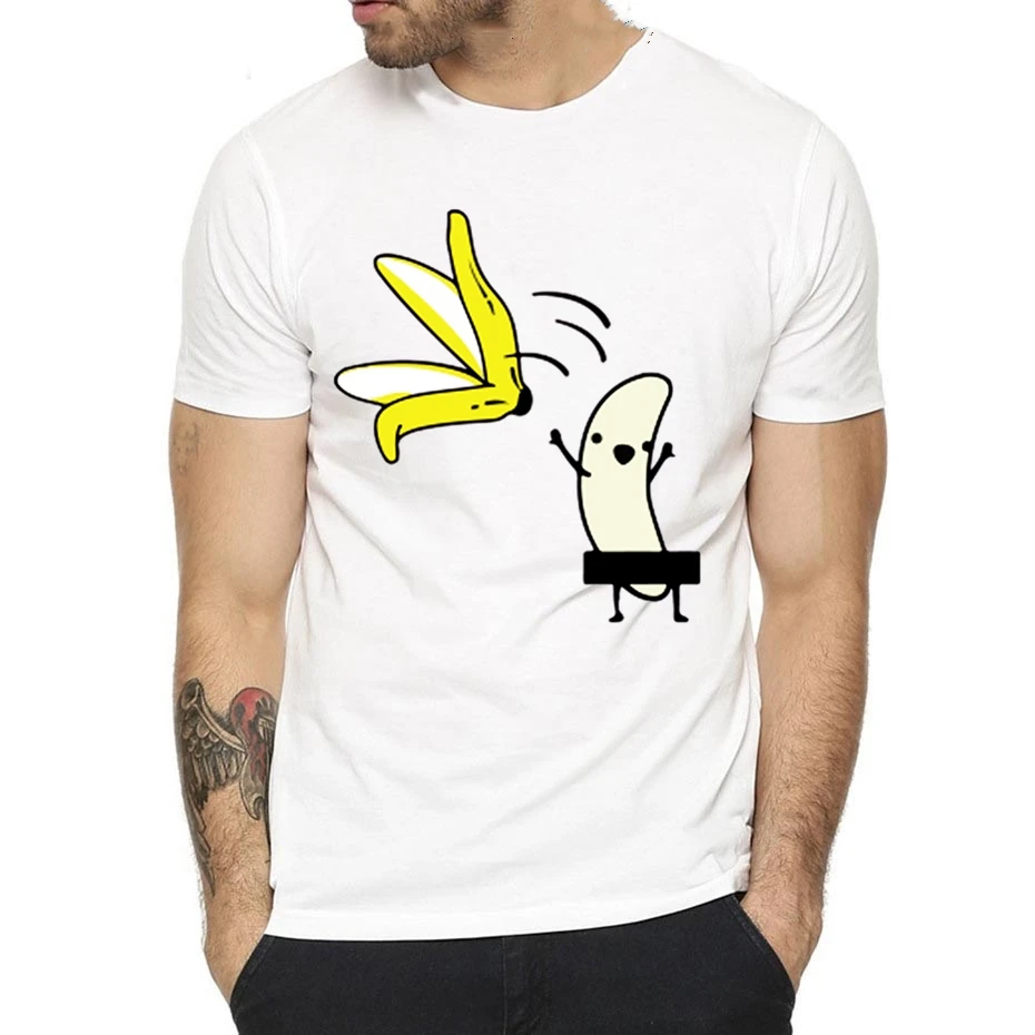 Vyriški marškinėliai Bananų Disrobe Juokinga Dizainas, Print T-marškinėliai, Unisex Vasaros Humoro Anekdotas Hipster Marškinėlius Balta Atsitiktinis viršų tee Streetwear
