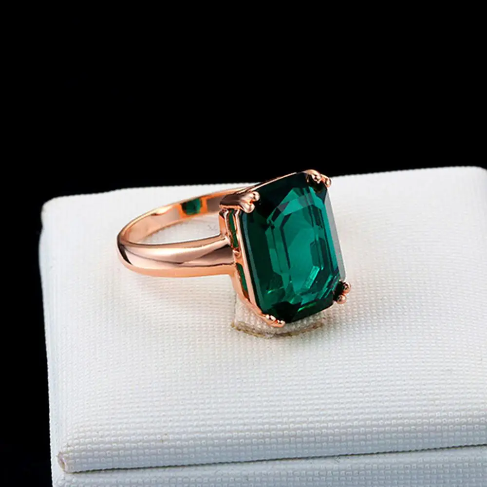 Aikštėje smaragdas brangakmenių green crystal Žiedai moterims 18k rose aukso spalvos papuošalai bijoux bague ruby cirkonis diamond šalis dovanos