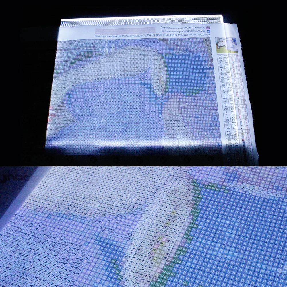 HUACAN Diamond Tapybos A4 LED Šviesos Planšetinio kompiuterio Mygtukai Diamond Mozaikos Priedai Trijų lygių Pritemdomi Plono