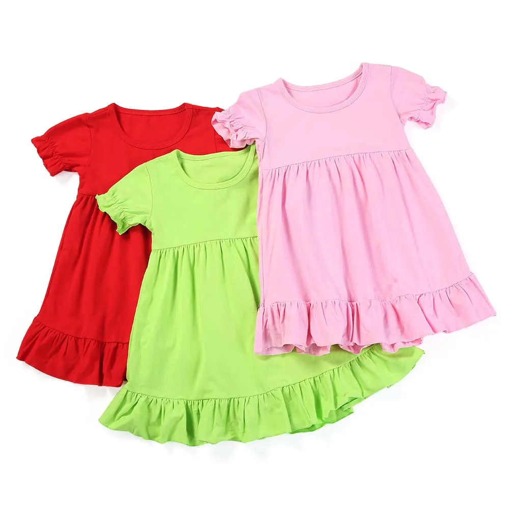 Spalvotų vasaros trumpomis rankovėmis medvilnės pynimas kūdikių mergaičių vaikams, vaikiška tuščią paprasto suknelė