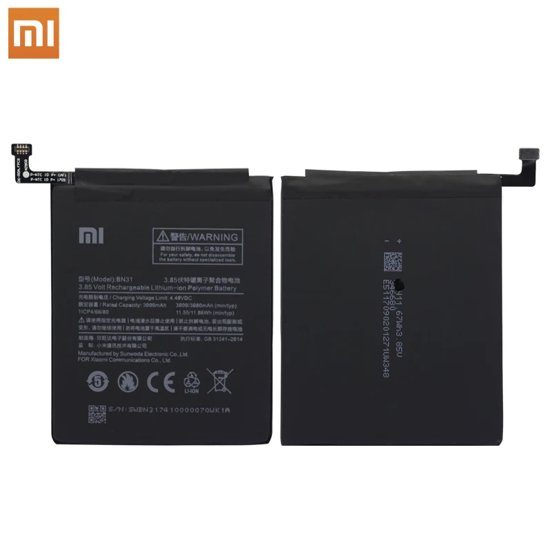 Xiao Mi Originalios Telefonų Baterijos BN31 už Xiaomi Mi 5X Mi5X Redmi Pastaba 5A / Pro Mi A1 Redmi Y1 Lite S2 3000mAh Baterijos + Įrankiai