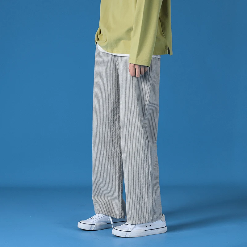 SingleRoad Mens Sweatpants Vyrų 2021 M. Pavasarį Pilkas Dryžuotas Tiesios Kelnės Baggy Japonijos Streetwear Kelnės Haremo Kelnės Vyrams