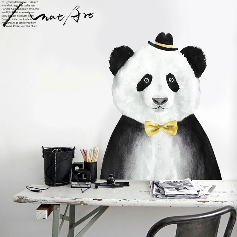 Gyvūnų Sienų Lipdukai Panda Modernių Namų Vaikai Kambario Dekoro Priedai Sienos Meno Akvarelė Plakato Spauda Lipdukai Šiaurės