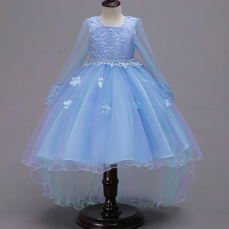 Baby girl elegantišką perlų vestuvių mergina suknelė princesė šalis, matyti, ilgomis rankovėmis tiulio nėrinių 3 4 5 6 7 8 9 10 metų vaikams drabužių