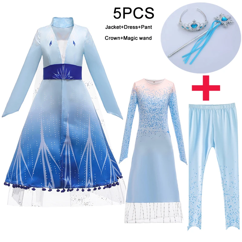 2021 Sniego Karalienė 2 Vaikai Suknelės Mergaitėms Vaikų Drabužių Cartton Vakare Šalies Princesė Suknelės, Kostiumų 3-12 Metų