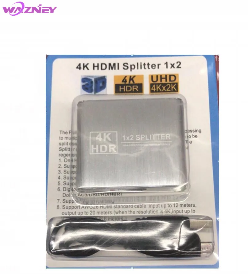 50set Metalo lydinio plono HDMI Splitter V1.4 HDR 4K x 2K 2 Prievadas, 1, 2 už 