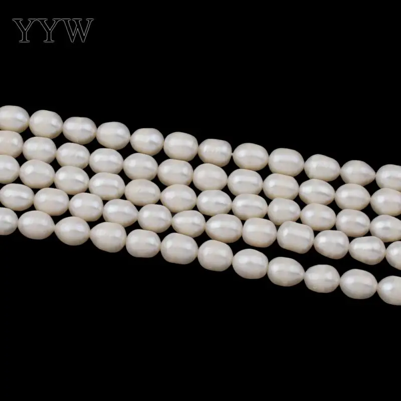 7-8mm Natūralių Gėlavandenių Perlų Karoliukus, baltieji Ryžiai, Perlinės Prarasti Karoliukai Karoliai 