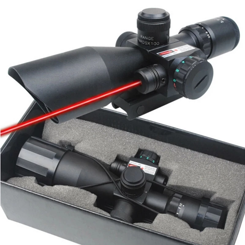 Mil-Dot Tinklelis Akyse taikymo Sritis Medžioklės Riflescope 2.5-10 x 40E Kartų Priartinimas Lazeriu Apšviestas Taktinis Šautuvas taikymo Sritis 20mm Geležinkelių Stovai