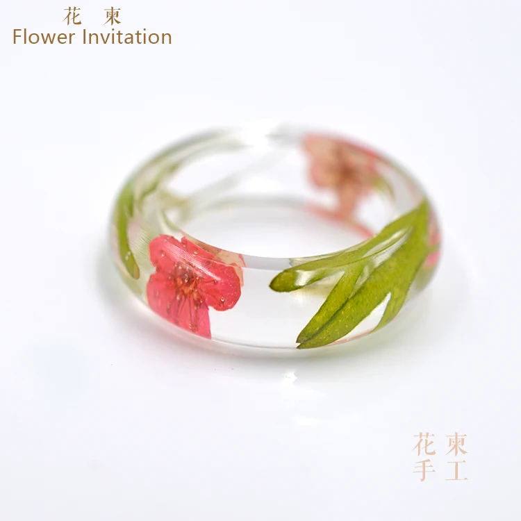 Gėlių Kvietimą Apdailos Žiedas / DIY Vertus Augalų Egzempliorius, Natūralių Džiovintų Gėlių, lapų, Derva žiedas HJ24