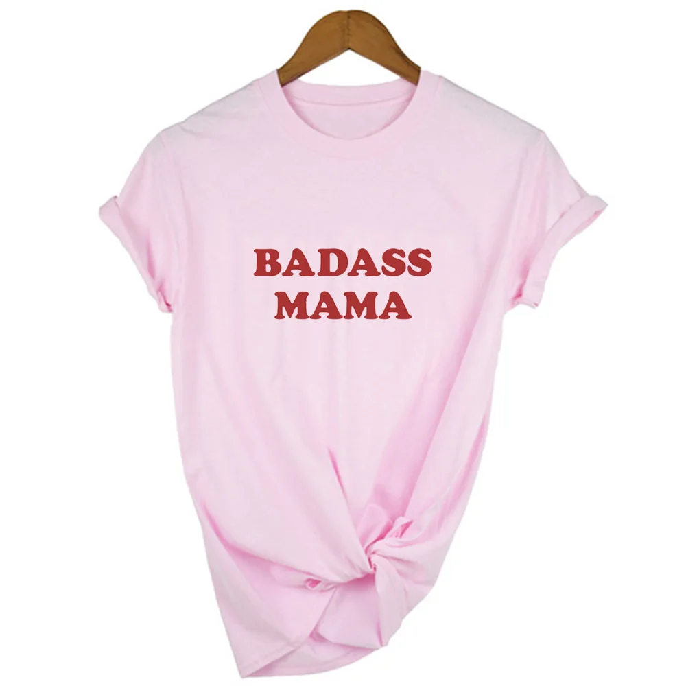 Badass Mama Laiškas Spausdinti Moterų Juokinga, Baltos spalvos marškinėliai trumpomis Rankovėmis Grunge Streetwear Vasaros Viršūnes Tumblr Harajuku Drabužių Camisetas