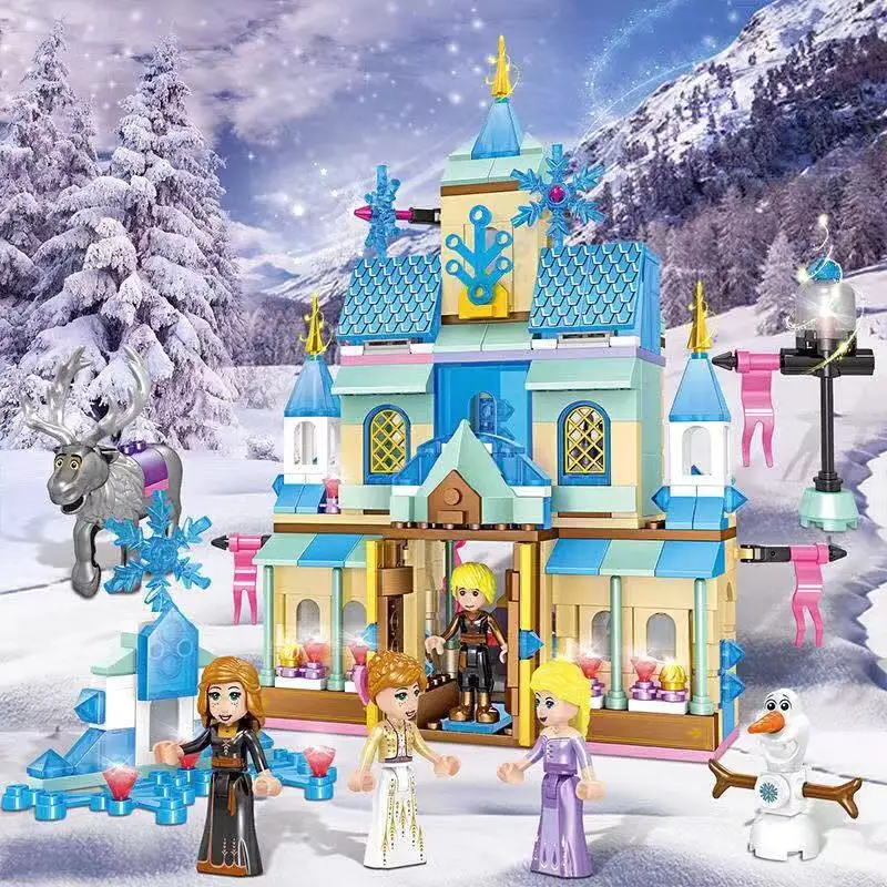 Šaldyti 2 Blokai Draugais Mergaičių Ledo Sniego Magic Pilis Veiksmų Skaičius, Vežimo Princess Palace Plytų Vaikams, Dovana, Žaislai