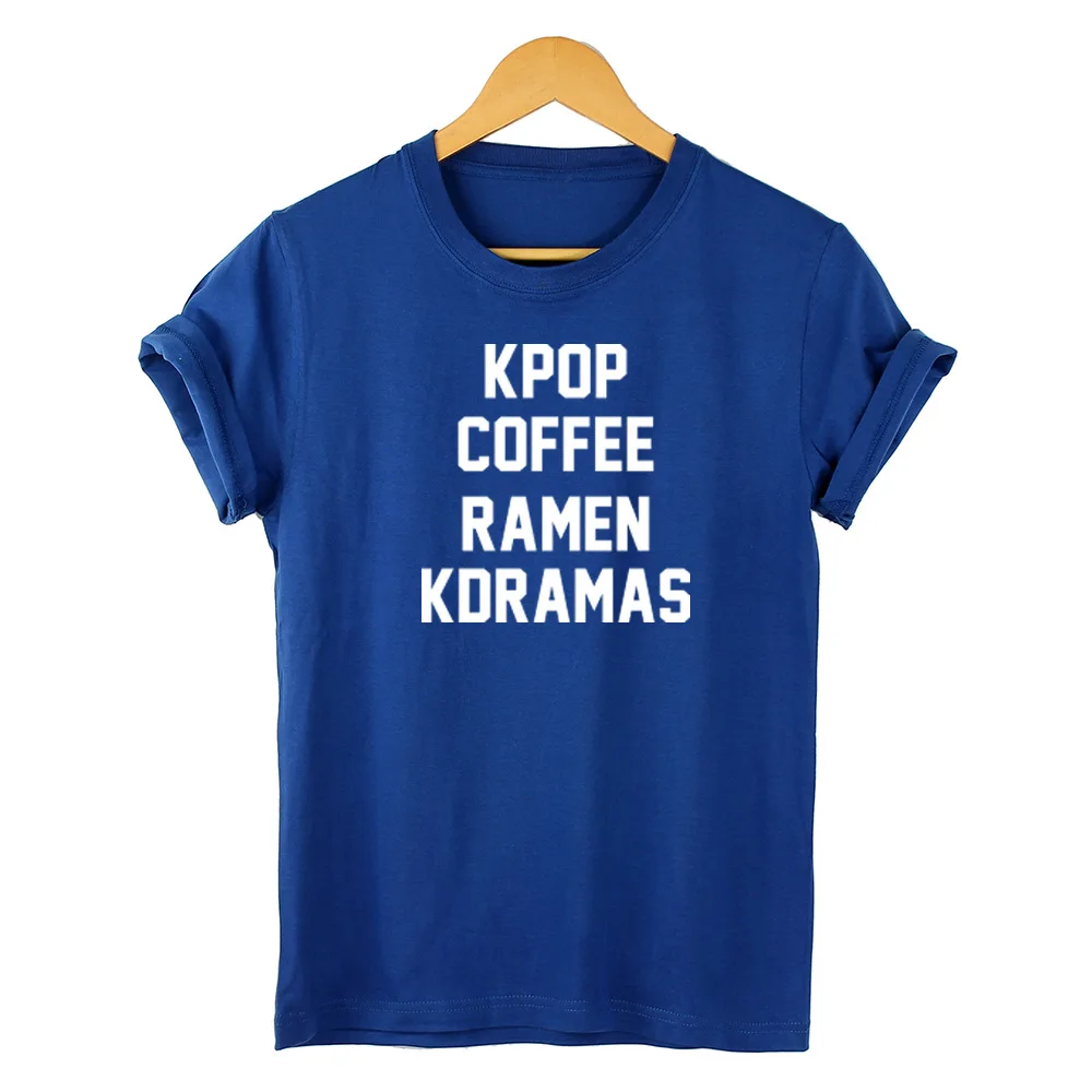Kpop Kavos Ramen Kdramas Atspausdintas T-shirt Visas rungtynes, Dugno Medvilnės trumparankoviai tarpvalstybinių Moterys Vyrai Unisex Tshirts