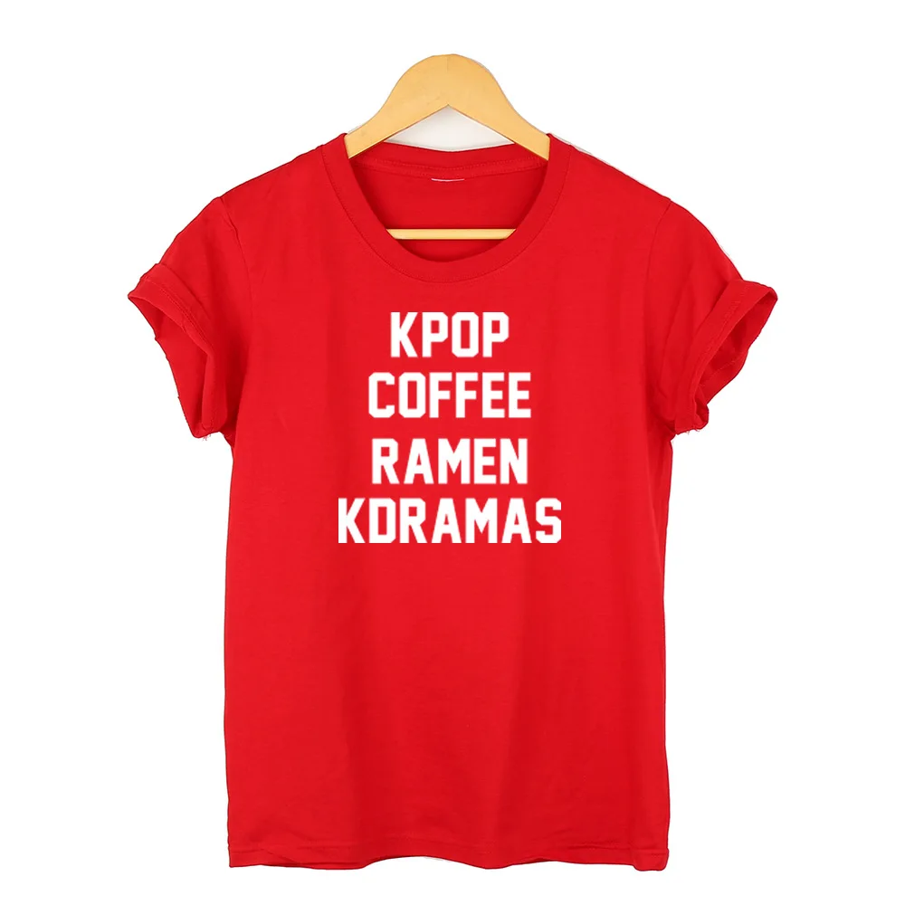 Kpop Kavos Ramen Kdramas Atspausdintas T-shirt Visas rungtynes, Dugno Medvilnės trumparankoviai tarpvalstybinių Moterys Vyrai Unisex Tshirts