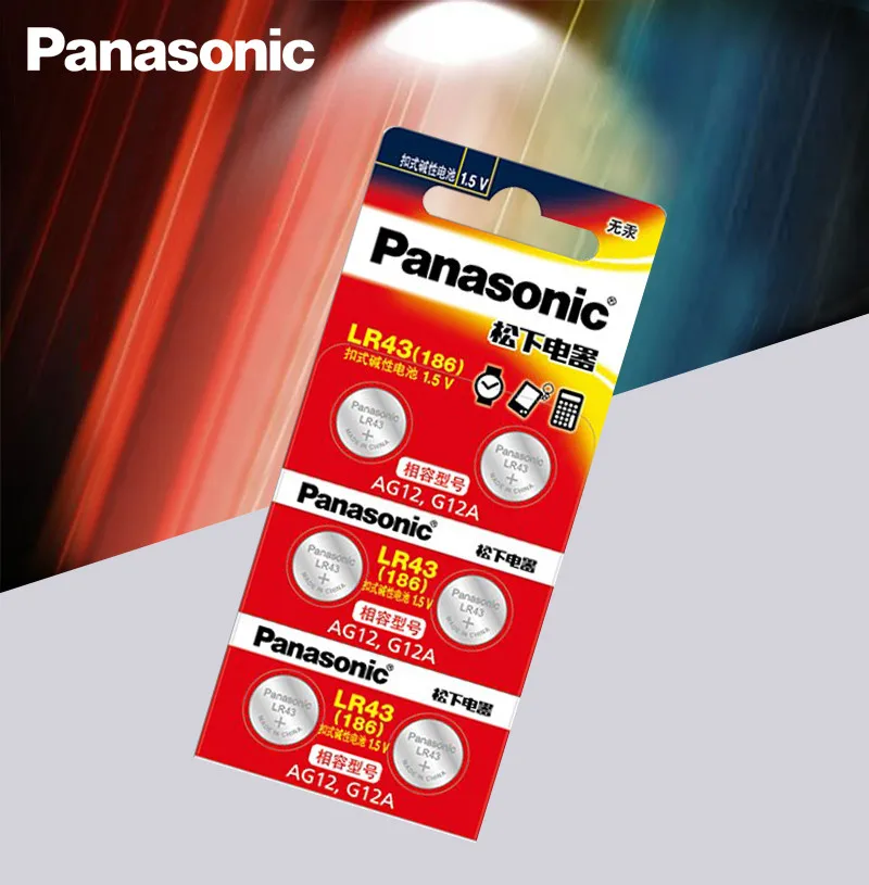 100vnt/daug Panasonic AG12 LR43 186 0%Hg Laikrodžiai, Žaislai 1,5 V Ląstelių Šarminės baterijos skaičiuoklė 0%Hg