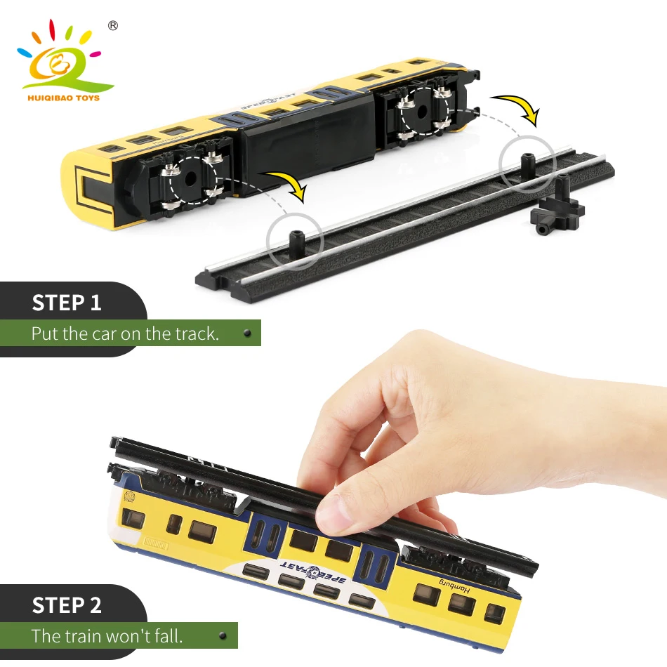 HUIQIBAO ŽAISLAI 4pcs/set Modeliavimas Metalo Garų Krovinių Diecasts Traukinio greitųjų Geležinkelių Lydinio Geležinkelio Inercinės Automobilių Žaislai Vaikams