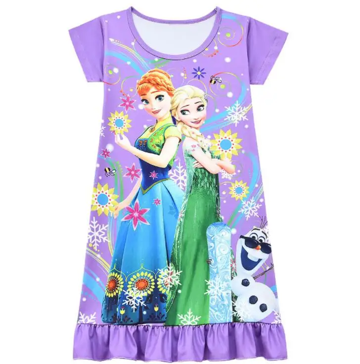Vasarą Cartoon Princesė Dress Užšaldyti Anna Elsa Vaikų Mergaičių Suknelės Vaikams Gražus Kalėdų Trumpas Rankovės Šalis Suknelė Drabužius