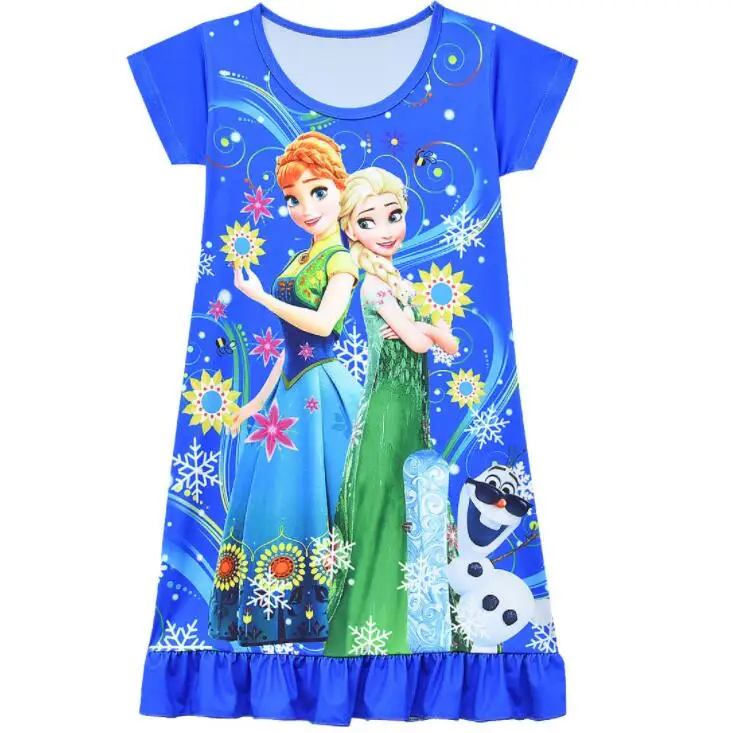 Vasarą Cartoon Princesė Dress Užšaldyti Anna Elsa Vaikų Mergaičių Suknelės Vaikams Gražus Kalėdų Trumpas Rankovės Šalis Suknelė Drabužius