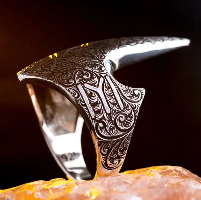 925 Sterlingas Sidabro Nykščio Vyrų Žiedas su Išgraviruotais Erelis Motyvas Mados turkijos, aukščiausios Kokybės, Rankų darbo Jawelery