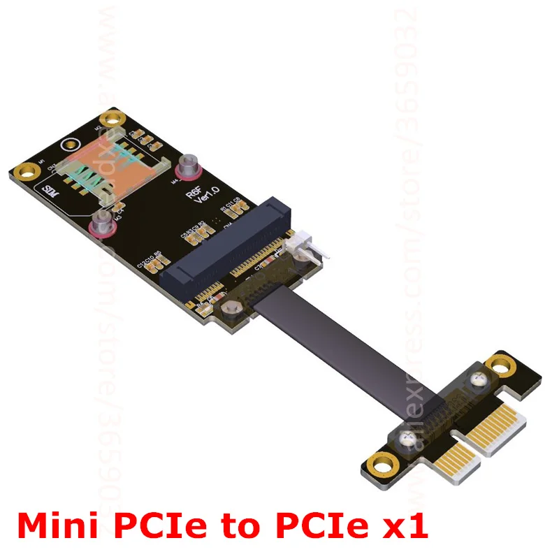Mini PCIe, Kad PCIe PCI-e x1 Adapteris Riser Card Bevielis tinklas Gen3.0 Kabelis Extender mPCIe PCI-Express 1x R16SF vda-link