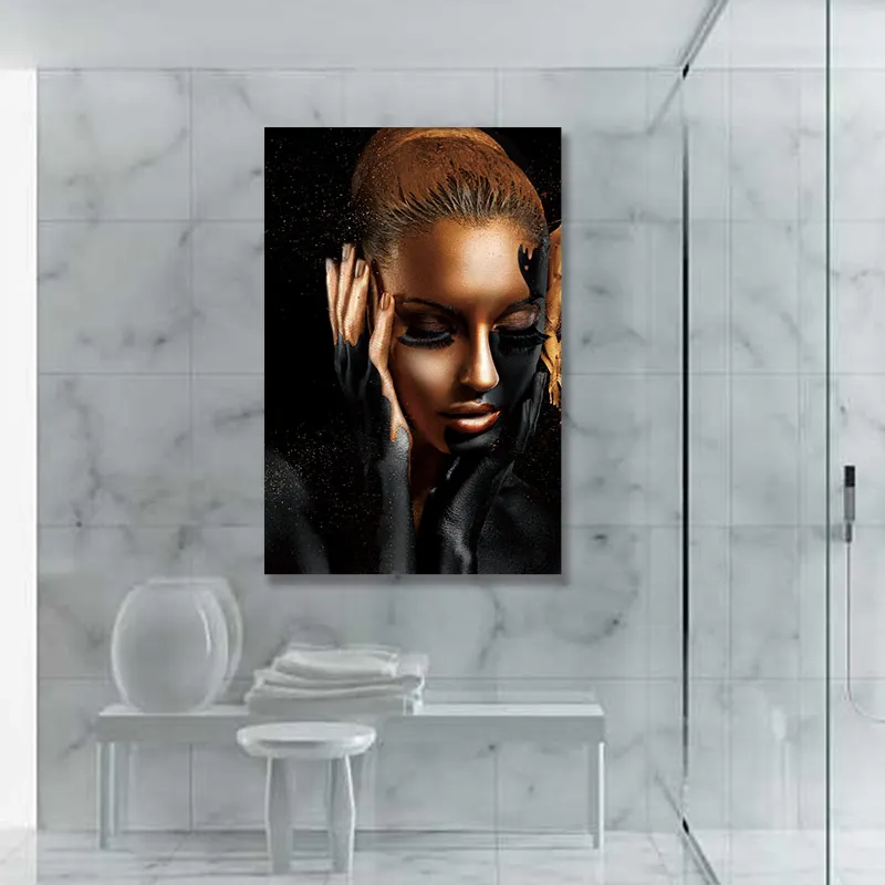 Juodojo Aukso Afrikos Nuogas Moteris, Aliejus, Tapyba Ant Drobės Meno Plakatų, piešinių ir Spaudinių Skandinavijos Sienos Nuotraukas Kambarį Neįrėminti