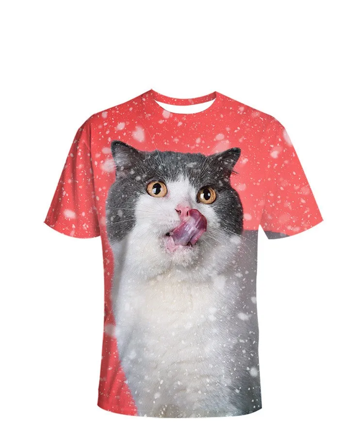 Kalėdų Katė Ponios T-shirt, Juokingi vyriški T-shirt, 2020 Mados Atsitiktinis Spausdinti Katė, (didelio Dydžio (T-shirt)