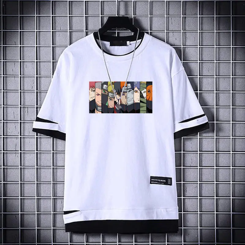Pora T-shirt 2020 metų vasaros tendencija netikrą dvi spausdinti Street vyrų mados Japonijos vyrų top marškinėliai