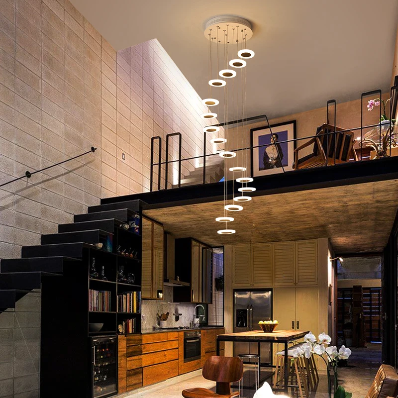 Šviestuvo Modernus minimalistinio dvipusė grindų salė mados atmosfera Šiaurės kambarį lempos villa spiraliniai laiptai ilgai kabo