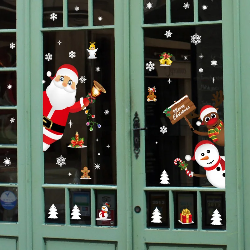 Kalėdų sienų lipdukai vyras sniego, briedžių parduotuvė papuošalai lango stiklo dovana sienų lipdukai Vaikų Kambario Duris, Namų Dekoro