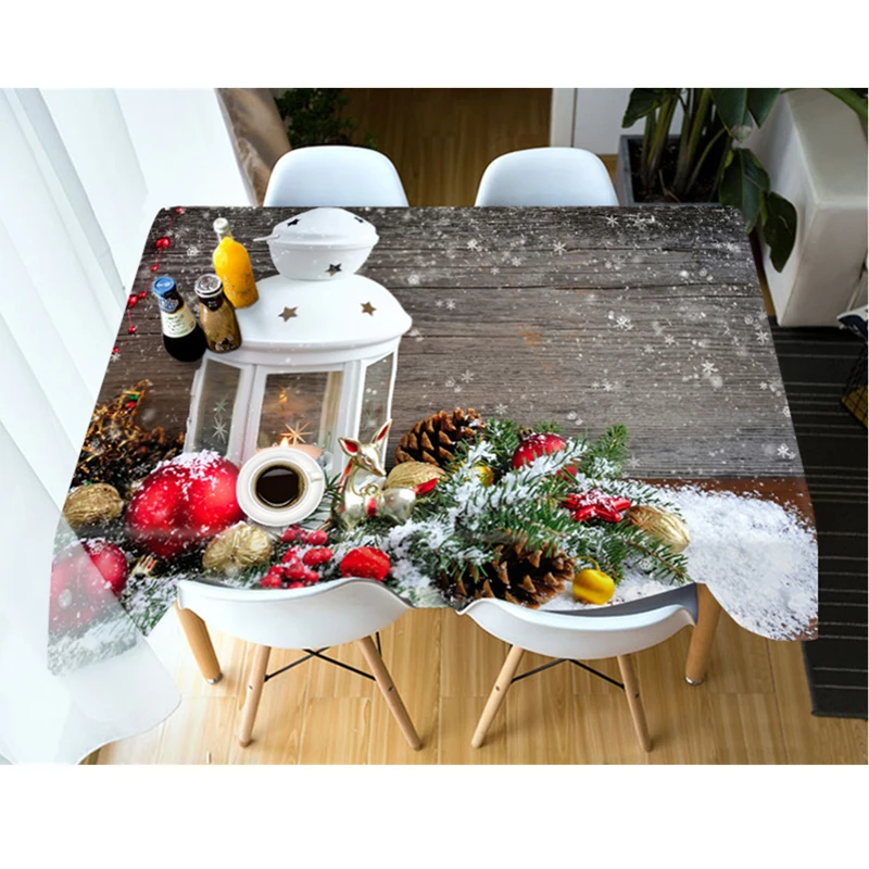 3d Staltiesė Linksmų Kalėdų Modelis Plaunamas Medvilnės Tirštėti Stačiakampės ir Apvalios Vestuvių staltiesė