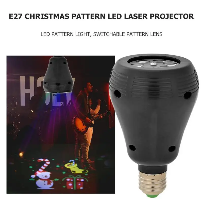 E27 Kalėdų Modelio LED Lazerinis Projektorius Spalvinga Sukasi Etape Lempos Lemputė