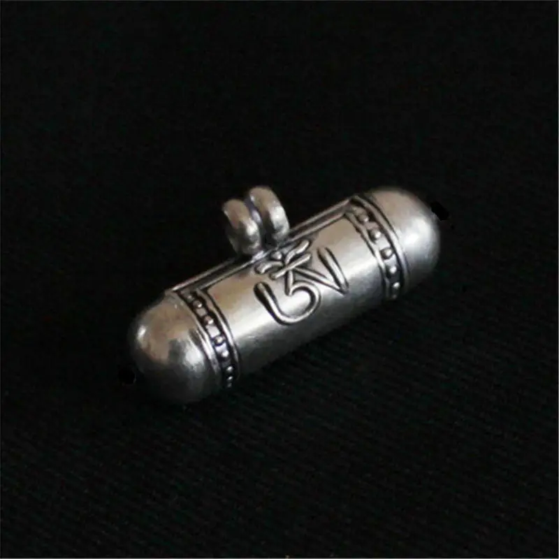 T9040 Tibeto OM Budos Akis Dorje GAU Gražių Maldos Box Mini Cilindrų Amuletai Lockets 925 Sidabras