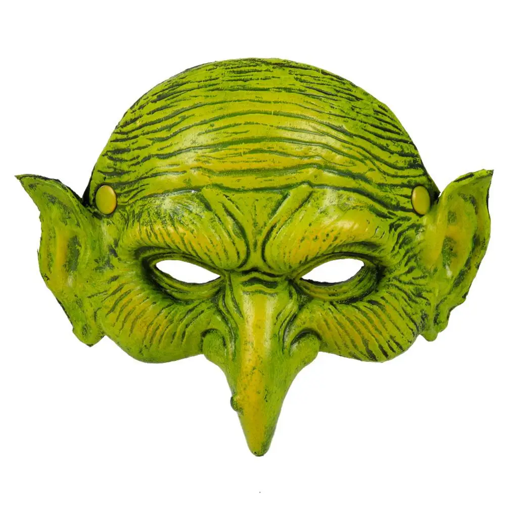 Naujųjų Metų Ragana Kaukė Pusę Veido PU Putų Žalia Kaukė Halloween Carnival Party 