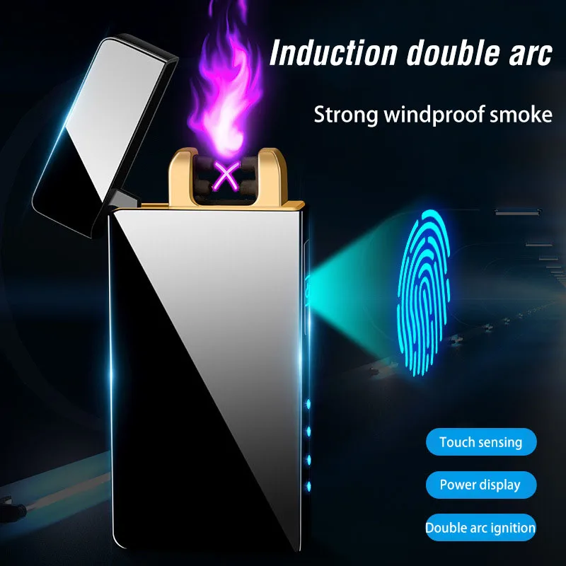 2021 Nauja Dual Lanko Cigarečių Degiklio USB Elektros Plazmos Lanku Lengvesni Naujovė Pirštu Paliesti Degimo Dūmų Žiebtuvėliai Mens Dovana