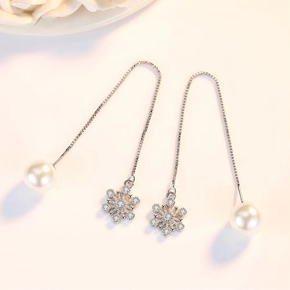 NEHZY 925 sterlingas sidabro naujų papuošalų aukštos kokybės mados moteris snaigės kubinis cirkonis perlas ilgai kutas auskarai