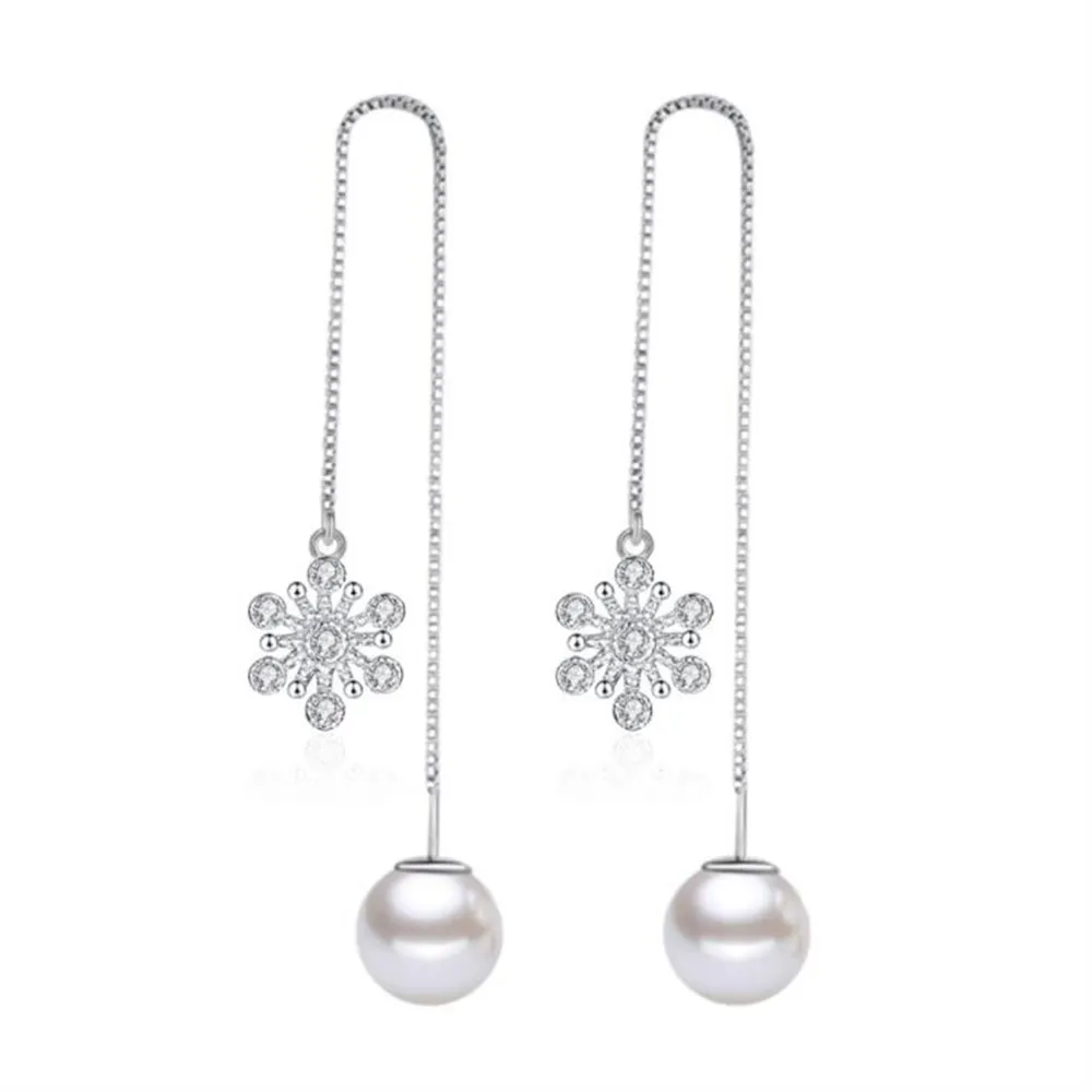 NEHZY 925 sterlingas sidabro naujų papuošalų aukštos kokybės mados moteris snaigės kubinis cirkonis perlas ilgai kutas auskarai