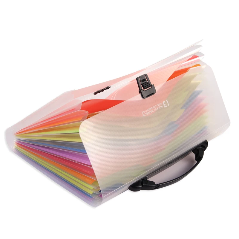 A4 vaivorykštės spalvų plečia failo aplanką dokumento organizatorius 13 kišenės akordeonas katalogą organizatorius nešiojamų dokumentai, krepšys naujas