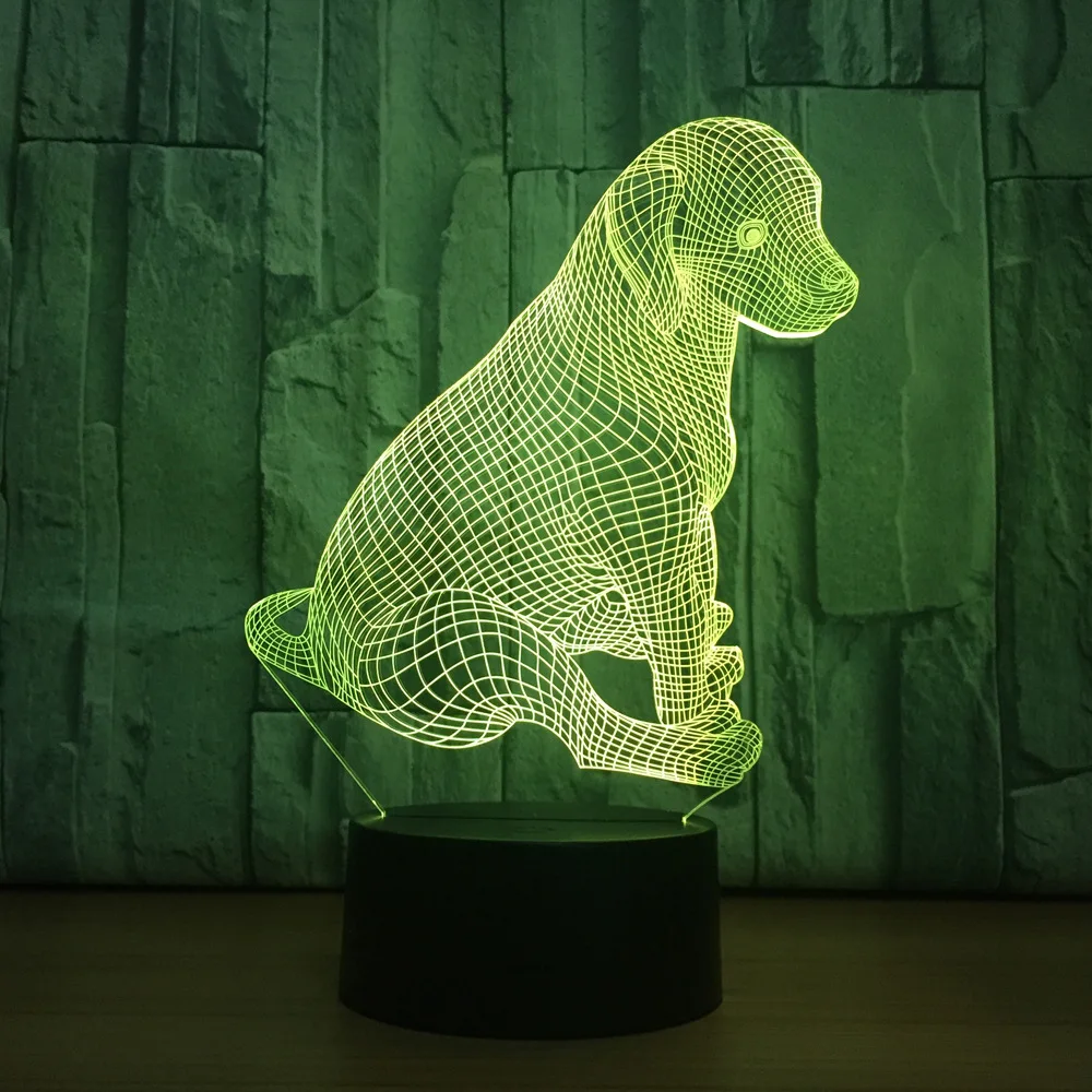 3D Šuo Labradoro LED Stalo Lempa USB Nakties Žiburiai 7 Spalvų 3D Iliuziją, kad dega Gyvenamasis Kambarys Dekoratyvinės Lempos Nemokamai Dropship