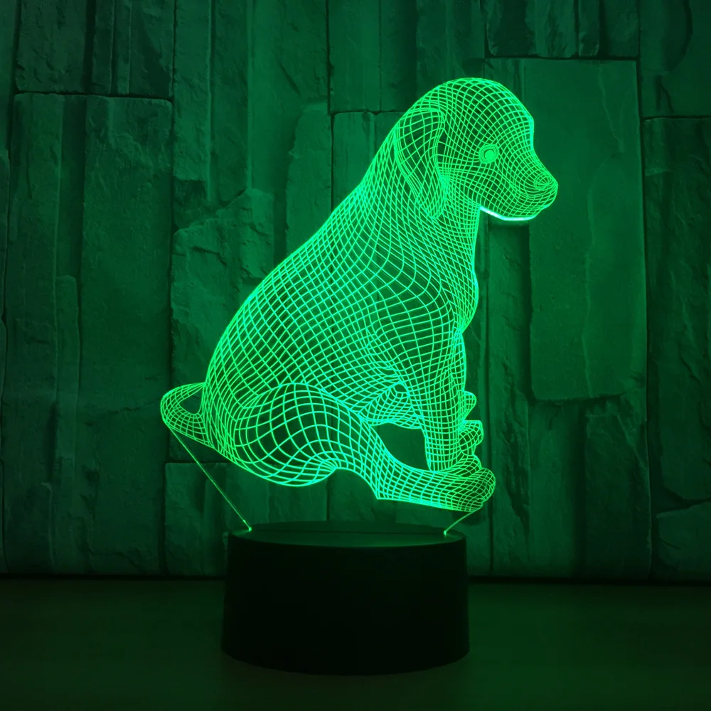 3D Šuo Labradoro LED Stalo Lempa USB Nakties Žiburiai 7 Spalvų 3D Iliuziją, kad dega Gyvenamasis Kambarys Dekoratyvinės Lempos Nemokamai Dropship