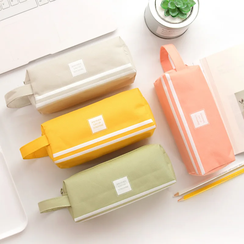Naujas aukštos kokybės rašiklį maišelį kūrybos drobės didelės talpos pen maišelį dvigubo sluoksnio paprasta multi-funkcija gryna spalva mažų šviežių