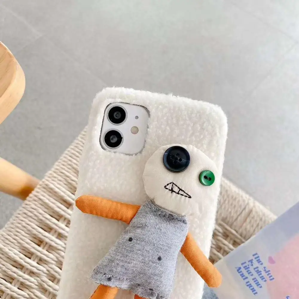 Šiltas 3D žaislas korėjos dramos telefono dėklas skirtas iphone 11 11Pro Max 7 8 plus X XS MAX XR Padengti vilnos pliušinis fuzzy minkšto silikono fundas