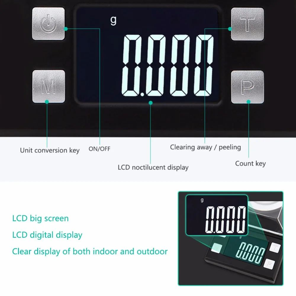 Yieryi LCD Skaitmeninis 0.001 g Papuošalai Vadinamas Didelio tikslumo Nešiojamų Medicinos Laboratorija, Svoris Miligramo Elektroninių Masto