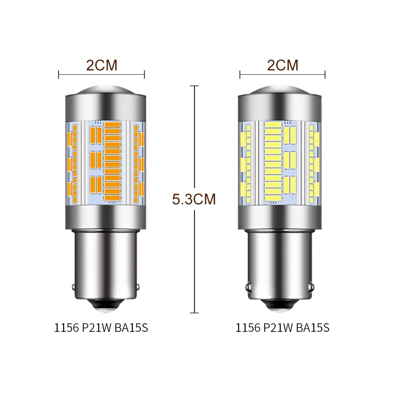 2VNT Automobilio LED Posūkio Signalo 1156 PY21W LED Lemputė Canbus 4014 105 SMD LED kitoje pusėje Posūkio Signalo Lemputė Nr. Hyper Flash Uodegos Šviesos