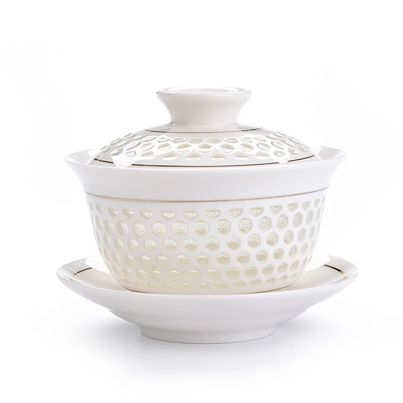 Tuščiaviduriai Korio Kung Fu Arbatos Rinkinys, Mėlynos ir Baltos spalvos Porceliano Gaiwan Keramikos arbatos ware tureen