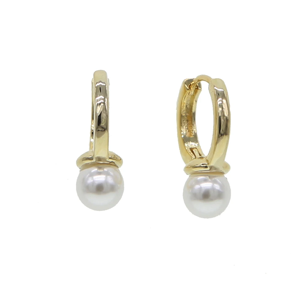 Aukso perlas Hoopas auskarai mada moterims, papuošalai Mažosioms Huggie ratlankiai su šviežių jūros perlas kamuolys nuostabiu papuošalai