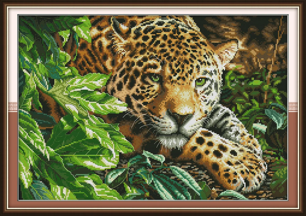 NAUJAS Leopard kryželiu rinkinys, aida 14ct 11ct skaičius spausdinimo drobės kryžiaus siūlių rankdarbiams siuvinėjimo 