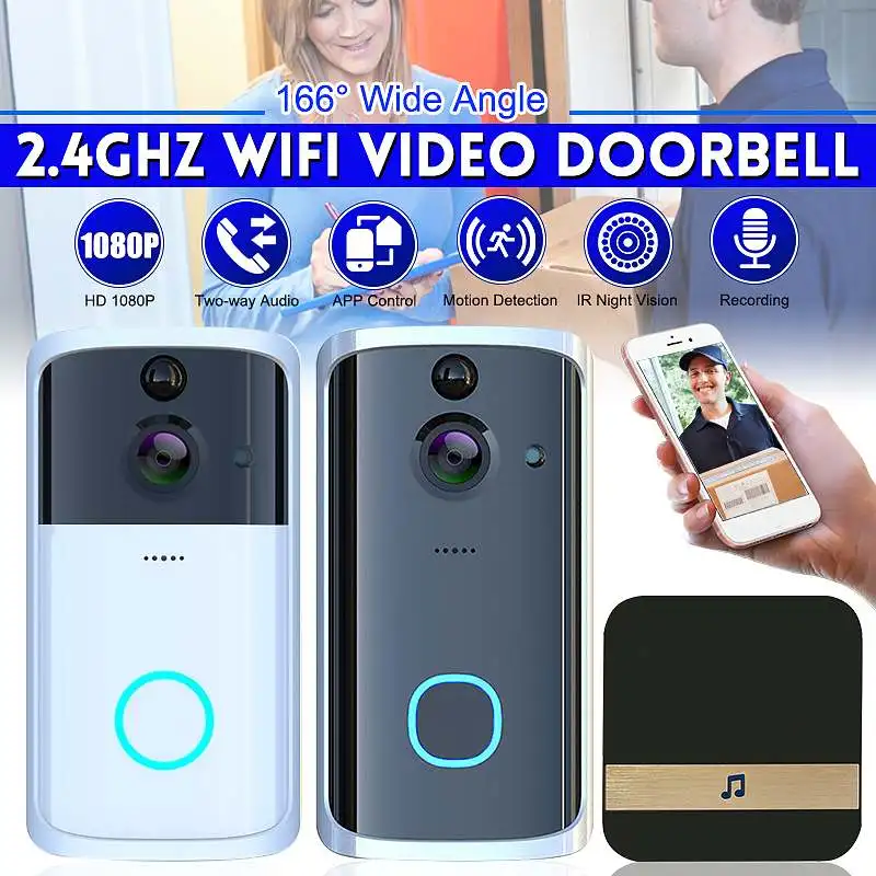 Smart 1080P HD Vaizdo Doorbell Belaidžio WiFi Durų Bell Home Security Vaizdo Įrašymo Domofonas Durų Telefoną Su Patalpų Varpelių ES/JAV