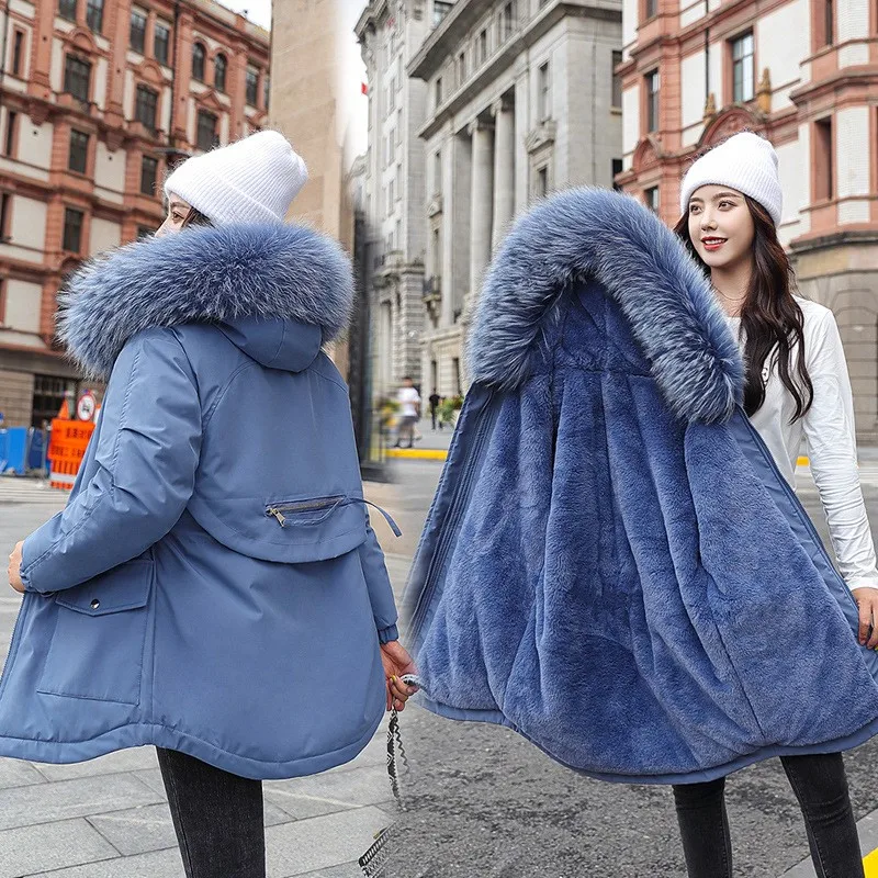 Žiemos Paltai Moterims Naujos korėjos Versija Sutirštės Prarasti Šiltas Vidutinio Ilgio Parker medvilnė paminkštinimas ciothes didelio dydžio Didelės apykaklės