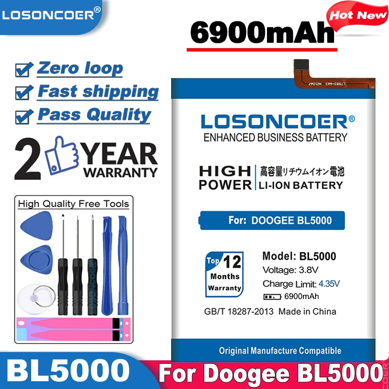 LOSONCOER 6900mAh Už Doogee bl5000 Baterija įrankių rinkinys